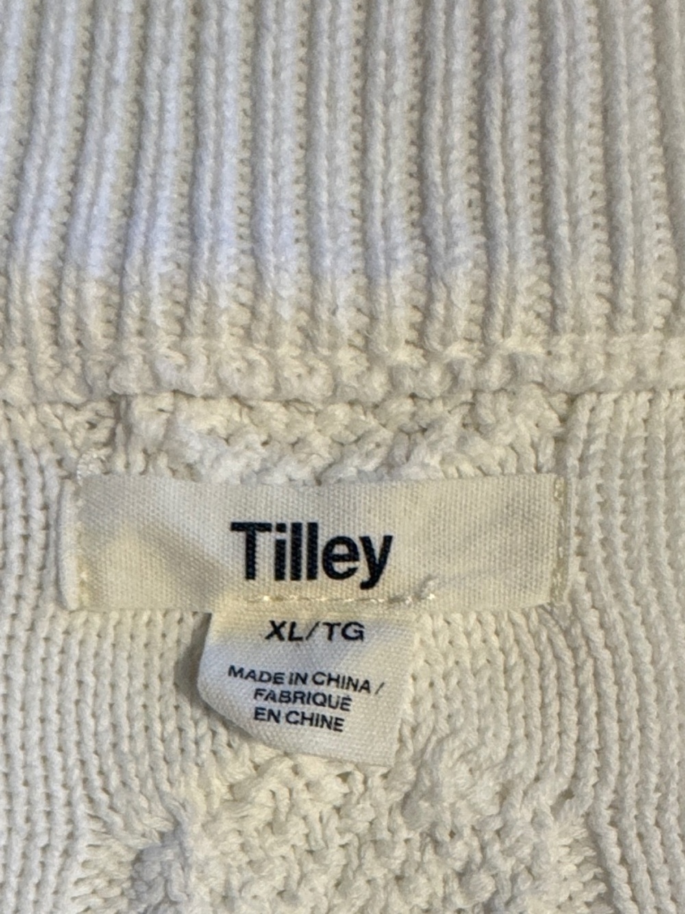 Tilley Cable Knit Sweater White Mens XL White Cotton Preppy Eclectic Grandpa - Picture 6 of 16